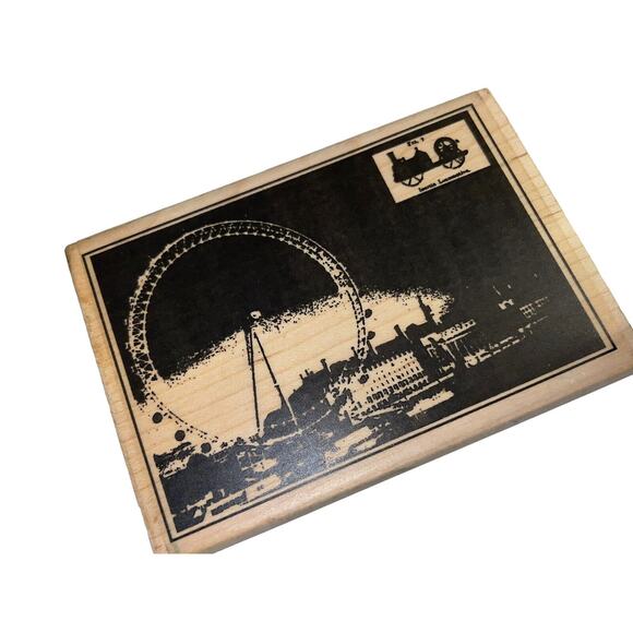 Stampington C8242 Millennium Wheel Wood Mounted Stamp 2001 Retired Gift Vintage - Picture 4 of 10